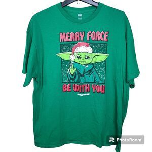 Star Wars Men's Size X-Large Green Grogu Baby Yoda Christmas Graphic T-Shirt NEW